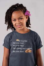 Load image into Gallery viewer, Hot Cross Buns Poem Half Sleeves T-Shirt For Girls -KidsFashionVilla
