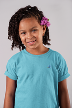 Load image into Gallery viewer, Blue Rose Minimals Half Sleeves T-Shirt For Girls -KidsFashionVilla
