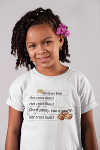 Hot Cross Buns Poem Half Sleeves T-Shirt For Girls -KidsFashionVilla