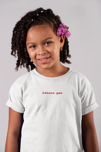 Excuse You Minimals Half Sleeves T-Shirt For Girls -KidsFashionVilla