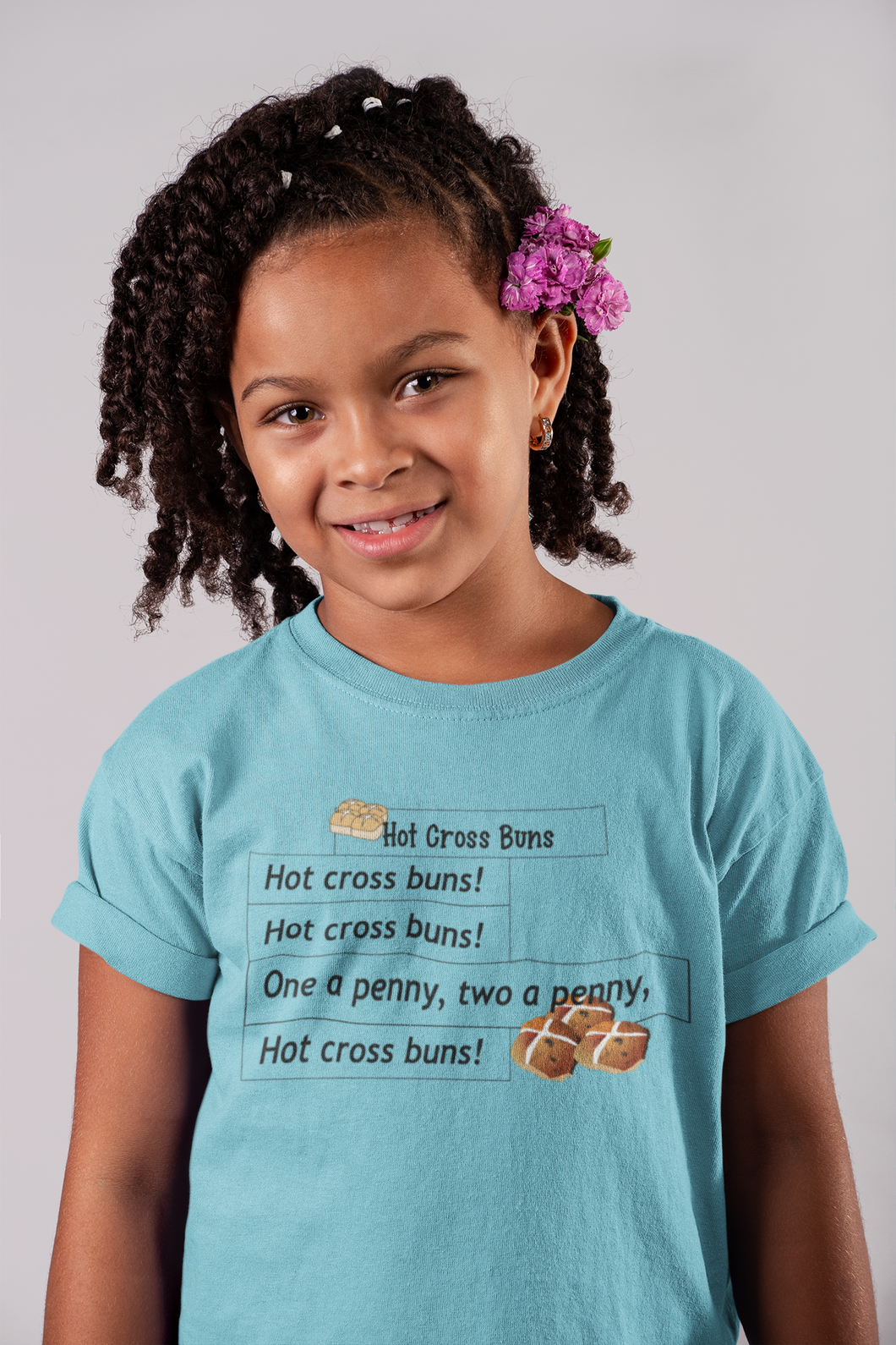 Hot Cross Buns Poem Half Sleeves T-Shirt For Girls -KidsFashionVilla