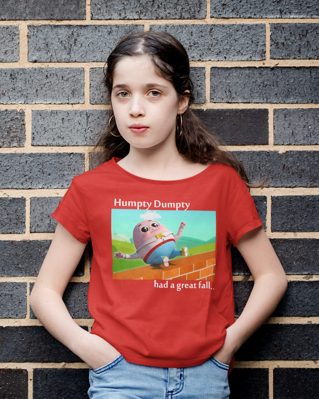 Humpty Dumpty Poem Half Sleeves T-Shirt For Girls -KidsFashionVilla