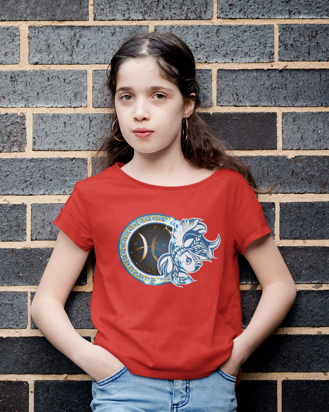 Pisces Zodiac Sign Half Sleeves T-Shirt For Girls -KidsFashionVilla