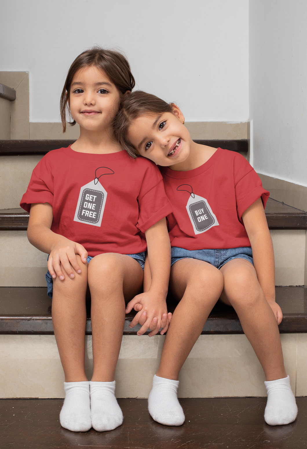Buy One Get One Free Twins Sisters Matching Kids Half Sleeves T-Shirts -KidsFashionVilla