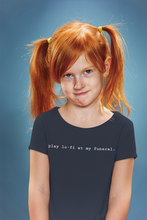 Load image into Gallery viewer, Play Lofi At My Funeral Minimals Half Sleeves T-Shirt For Girls -KidsFashionVilla
