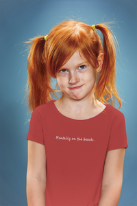 Mentally On The beach Minimals Half Sleeves T-Shirt For Girls -KidsFashionVilla