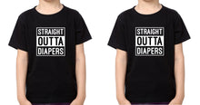 Load image into Gallery viewer, Straight outta Diapers Brother-Brother Kids Half Sleeves T-Shirts -KidsFashionVilla
