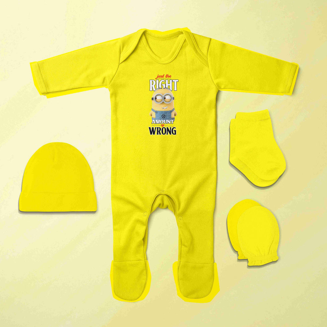 Cartoons Quotes Jumpsuit with Cap, Mittens and Booties Romper Set for Baby Boy - KidsFashionVilla