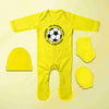 Football Quotes Jumpsuit with Cap, Mittens and Booties Romper Set for Baby Boy - KidsFashionVilla