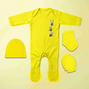 Cute Cartoons Quotes Jumpsuit with Cap, Mittens and Booties Romper Set for Baby Boy - KidsFashionVilla