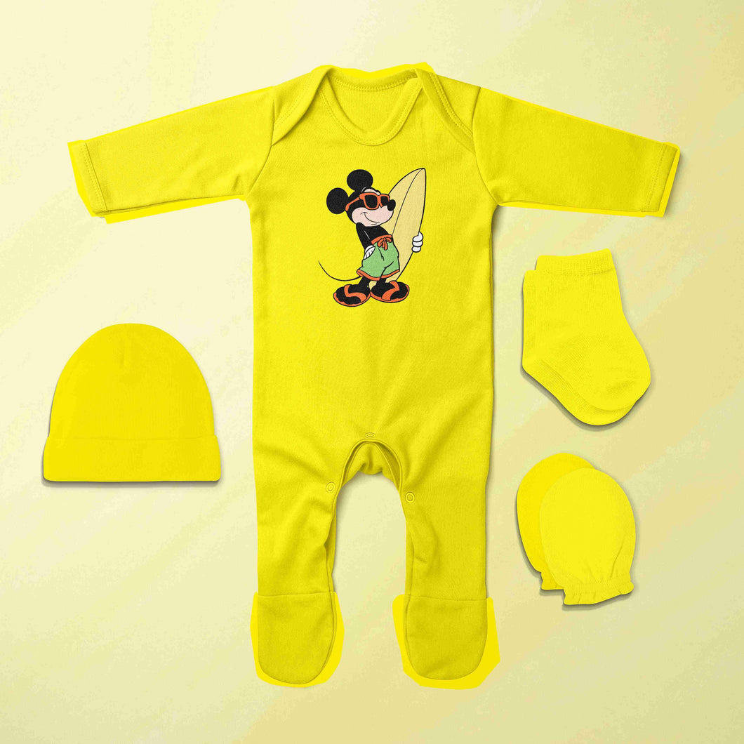 Cute Cartoons Quotes Jumpsuit with Cap, Mittens and Booties Romper Set for Baby Boy - KidsFashionVilla